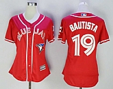 Women Toronto Blue Jays #19 Jose Bautista Red Alternate New Cool Base Jersey,baseball caps,new era cap wholesale,wholesale hats